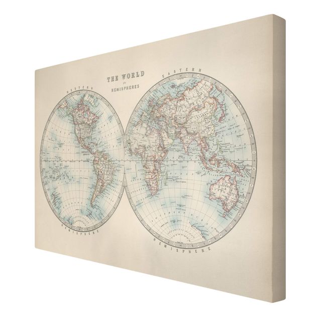 Sbraz mapa swiata Mapa świata w stylu vintage Dwie półkule