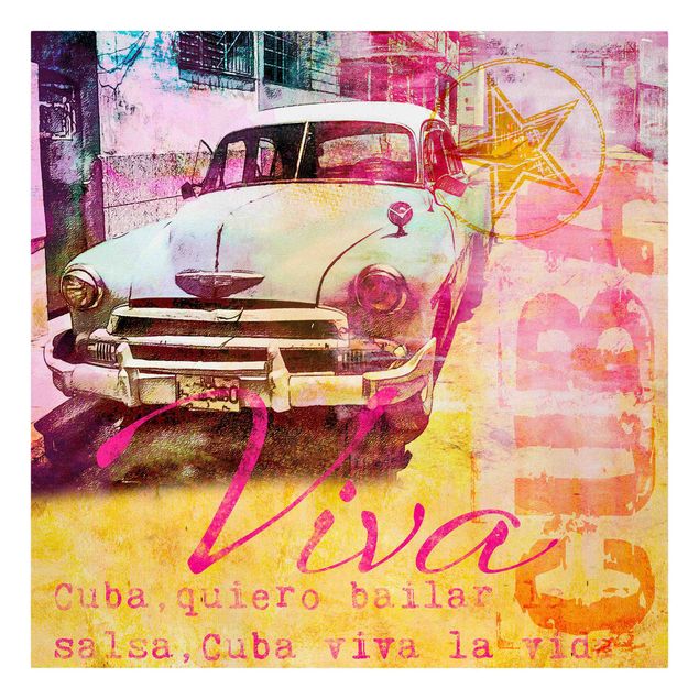 Vintage obrazy Kubańska kolaż samochodów zabytkowych