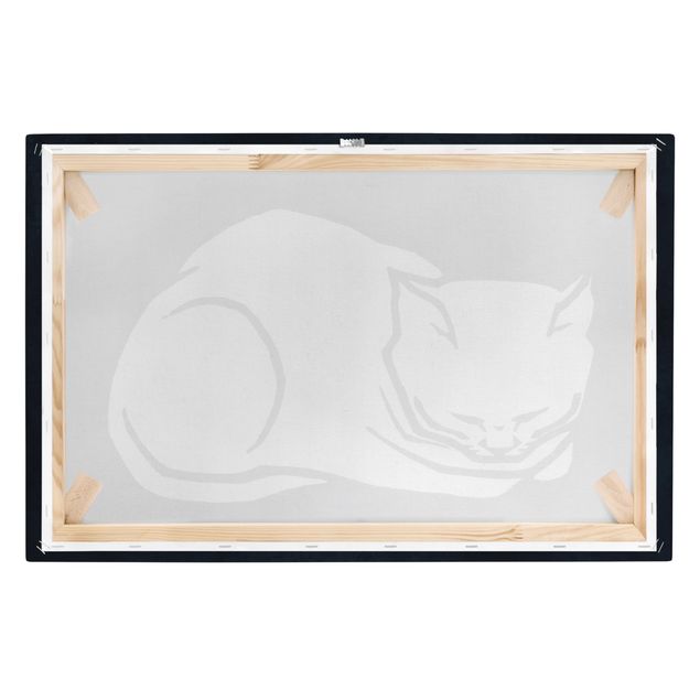 Obrazki czarno białe Ilustracja przedstawiająca śpiącego kota