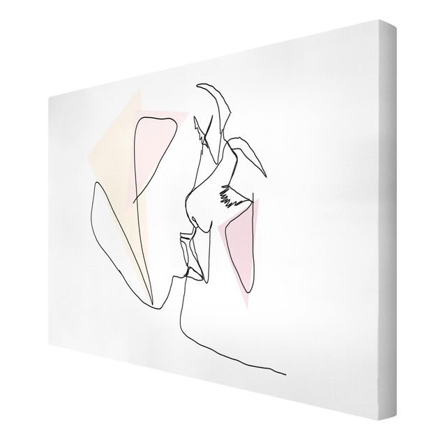 Różowy obraz Sztuka liniowa Kiss Faces