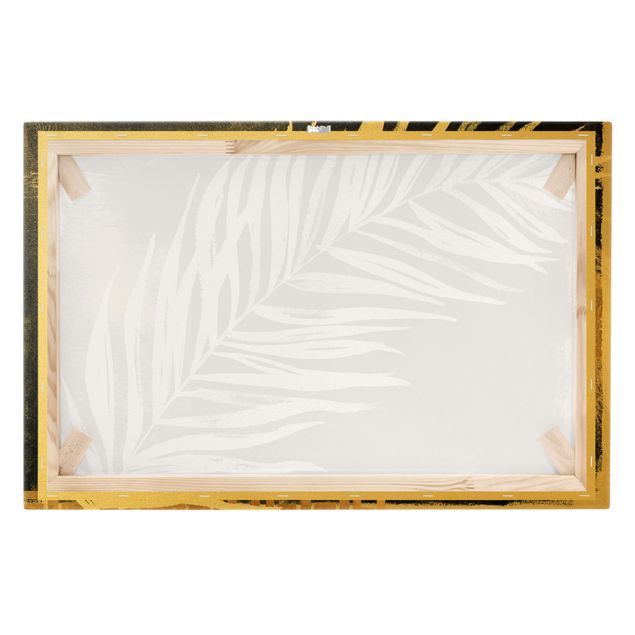 Złoty obraz na płótnie - List palmowy w czerni i złocie