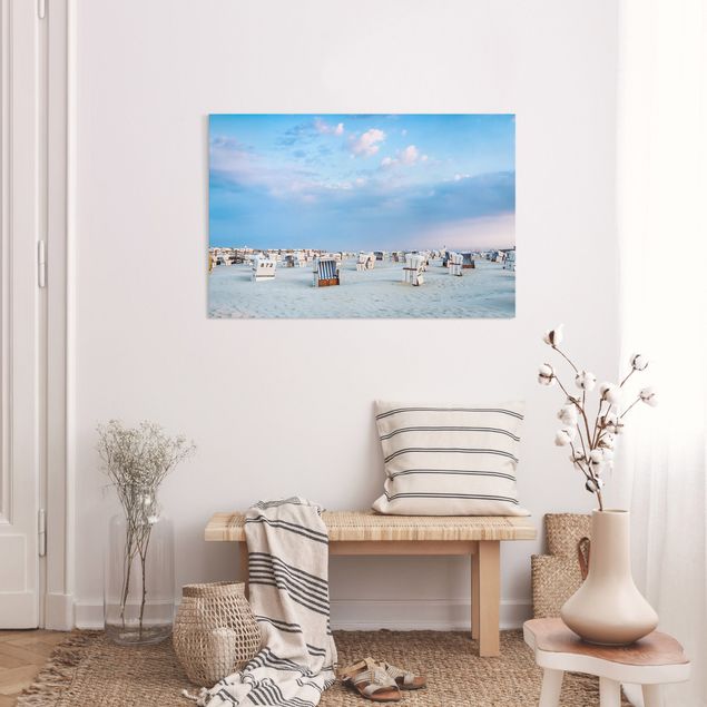 Obrazy do salonu Krzesła plażowe nad Morzem Północnym