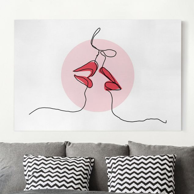 Obraz z czerwonym motywem Line Art Lips Kiss