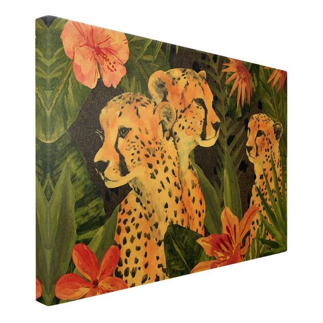 Obraz kota na płótnie Trio gepardów w dżungli