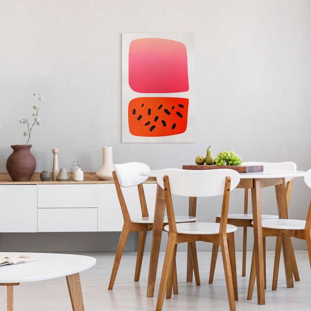 Obrazy na szkle abstrakcja Abstrakcyjne kształty - Melon i róż