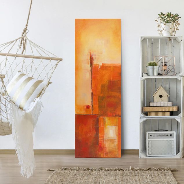 Nowoczesne obrazy do salonu Abstrakcyjny pomarańczowy brąz