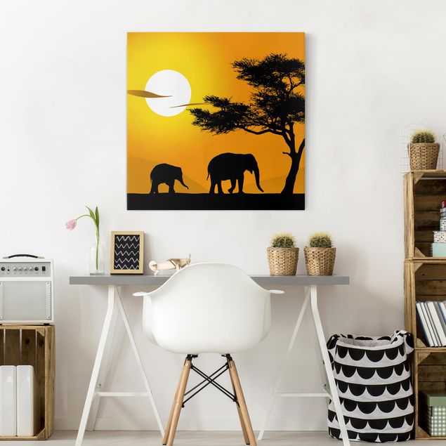 Obrazy nowoczesne Spacer na słoniach afrykańskich
