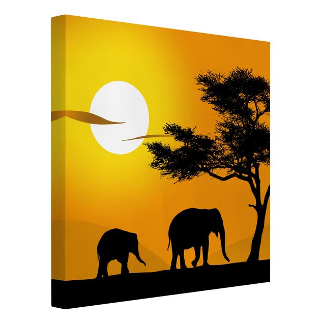 Obrazy krajobraz Spacer na słoniach afrykańskich