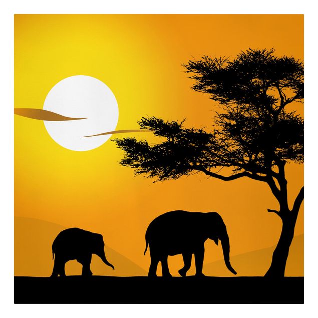 Obrazy zwierzęta Spacer na słoniach afrykańskich