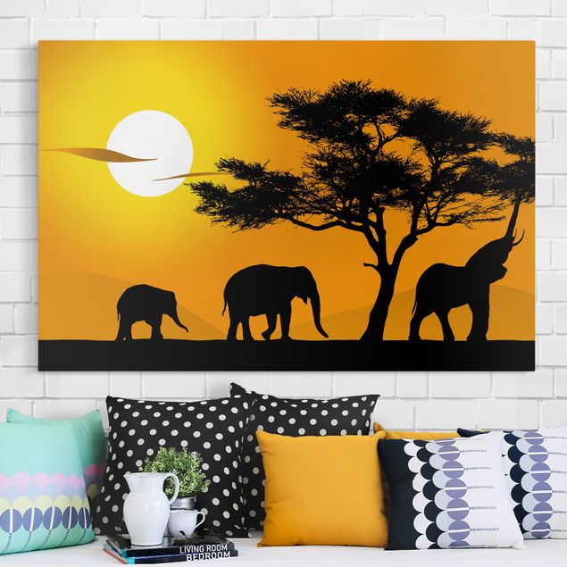 Dekoracja do kuchni Spacer na słoniach afrykańskich