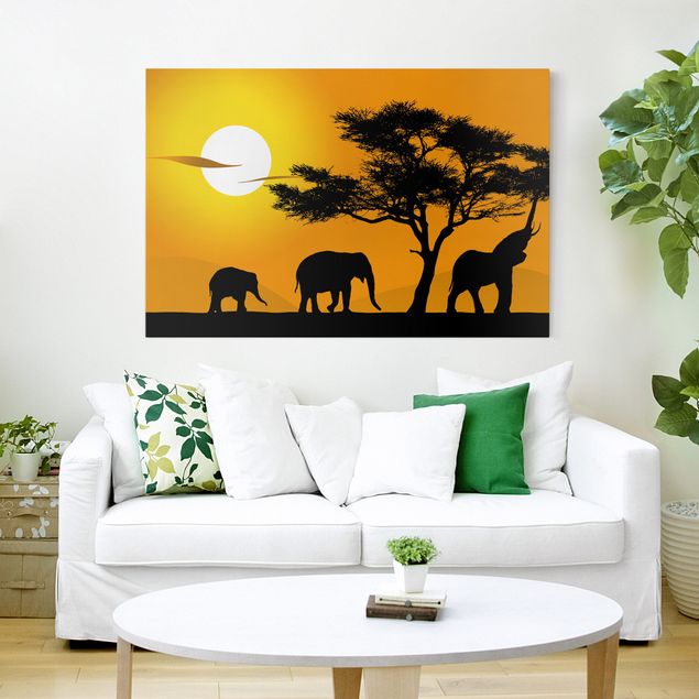 Obrazy nowoczesne Spacer na słoniach afrykańskich