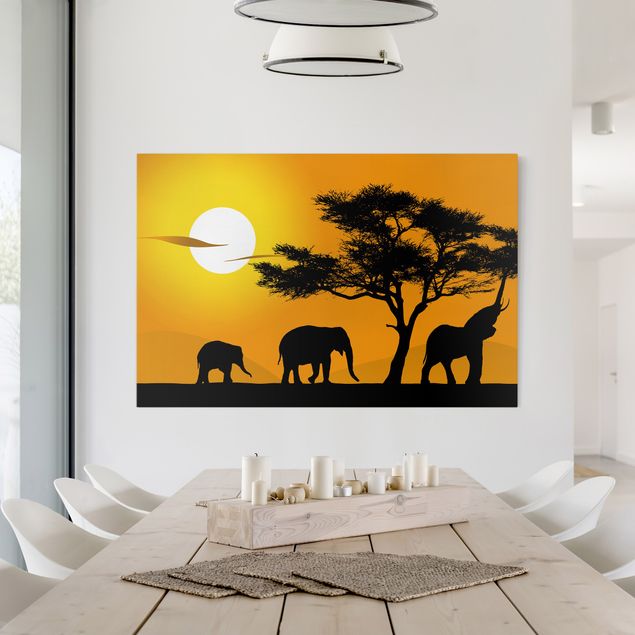 Obrazy do salonu Spacer na słoniach afrykańskich