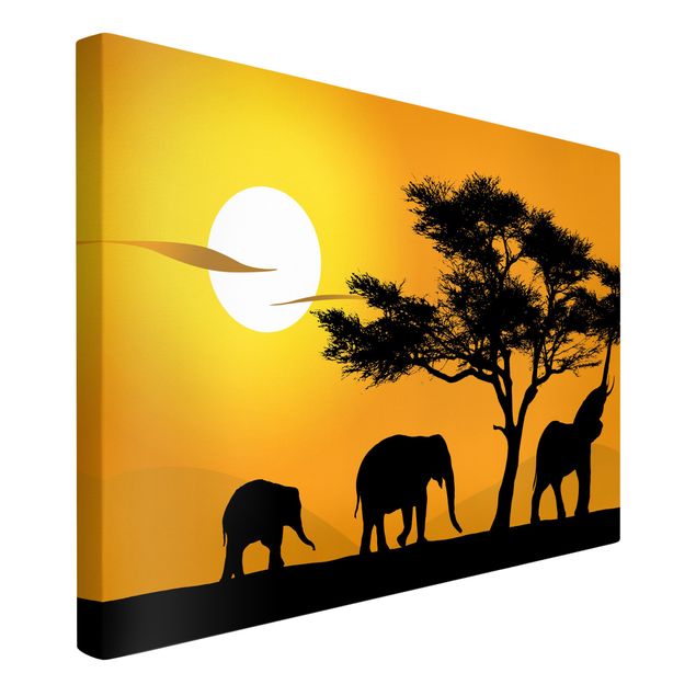 Obrazy krajobraz Spacer na słoniach afrykańskich