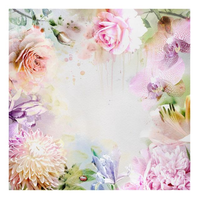 Obrazy z motywem kwiatowym Akwarela Mieszanka kwiatowa pastelowa