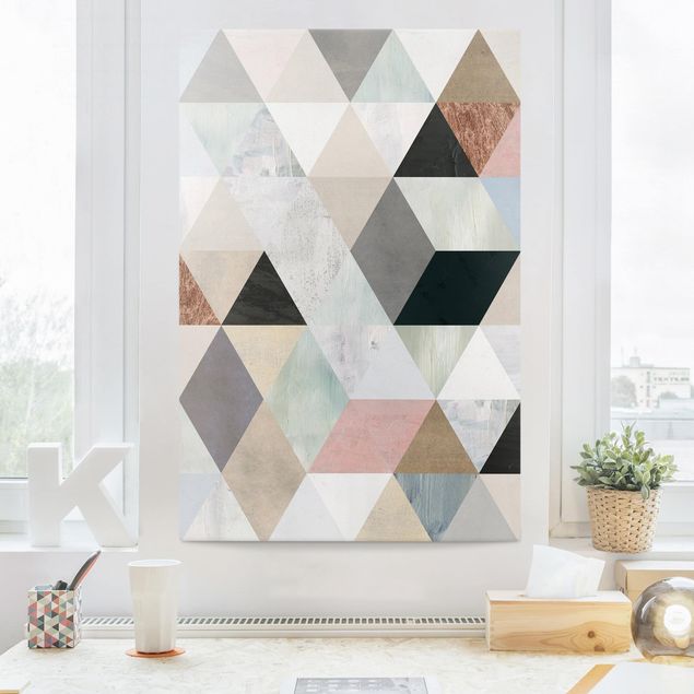 Obrazy do salonu Mozaika akwarelowa z trójkątami I