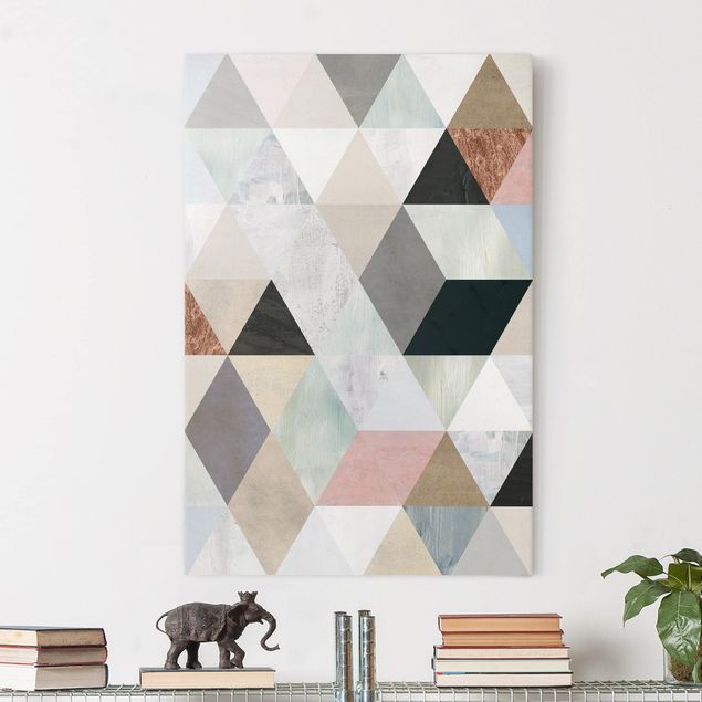 Obrazy nowoczesne Mozaika akwarelowa z trójkątami I