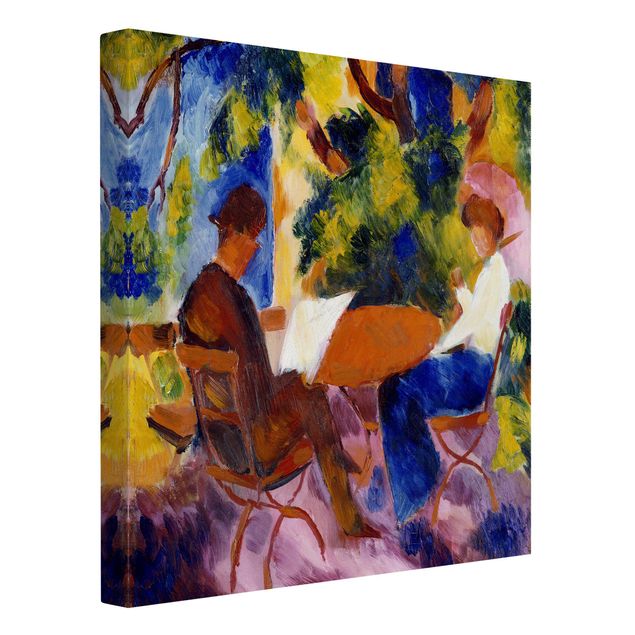 Obrazy abstrakcja August Macke - Para przy stole w ogrodzie