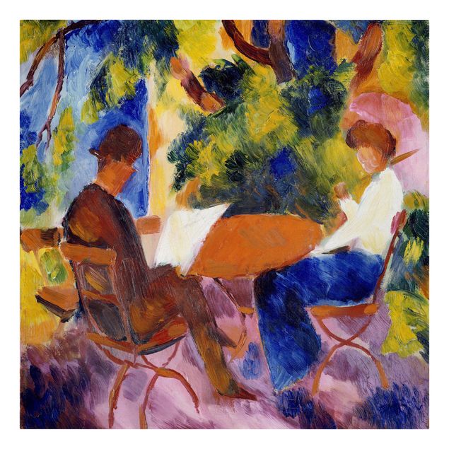 Obrazy nowoczesne August Macke - Para przy stole w ogrodzie