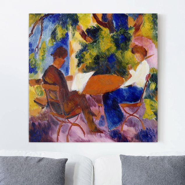 Ekspresjonizm obrazy August Macke - Para przy stole w ogrodzie