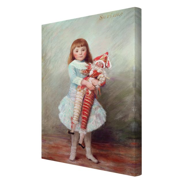 Czerwony obraz Auguste Renoir - Suzanne z lalką Harlequin