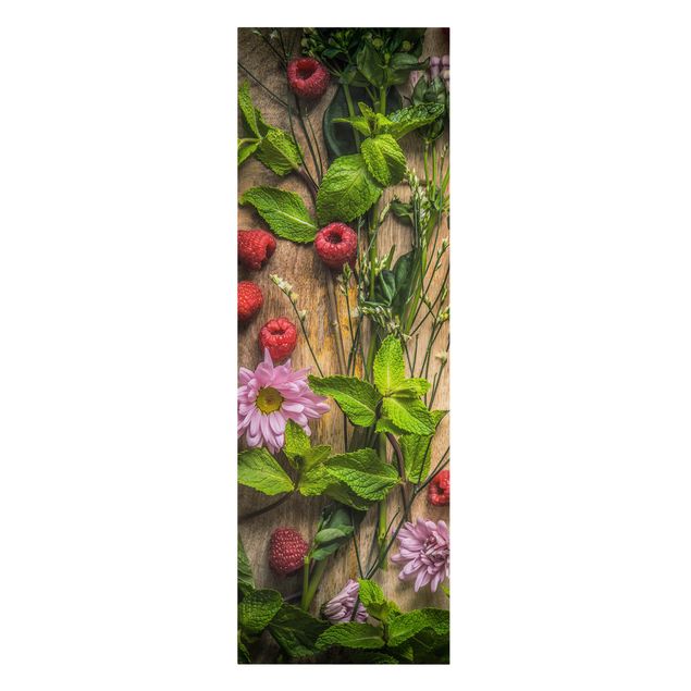 Obrazy z motywem kwiatowym Kwiaty Maliny Mięta