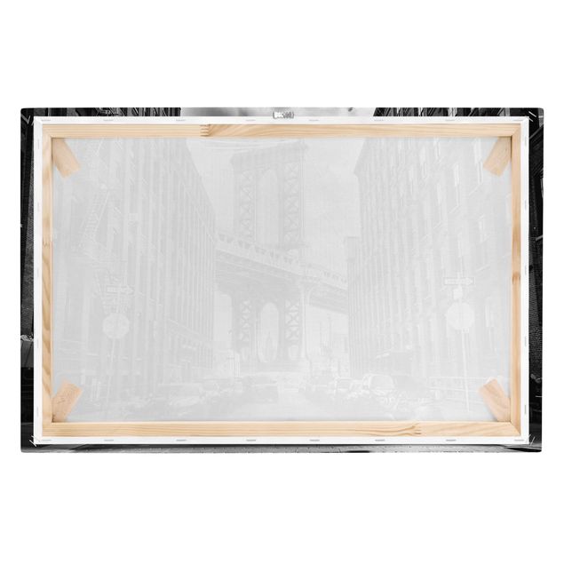 Czarno białe obrazy Most Manhattan w Ameryce