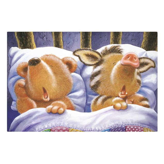 Obrazy na płótnie zwierzęta Buddy Bear - Miś Buddy - W łóżeczku