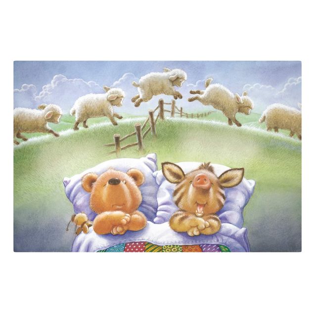 Obrazy na płótnie zwierzęta Buddy Bear - Miś Buddy - Liczenie owiec