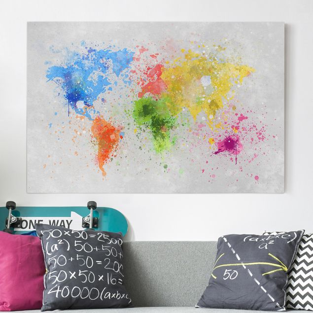 Pokój niemowlęcy Mapa świata z kolorowym rozbryzgiem