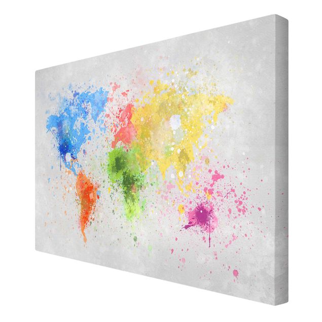 Obrazy na płótnie Mapa świata z kolorowym rozbryzgiem