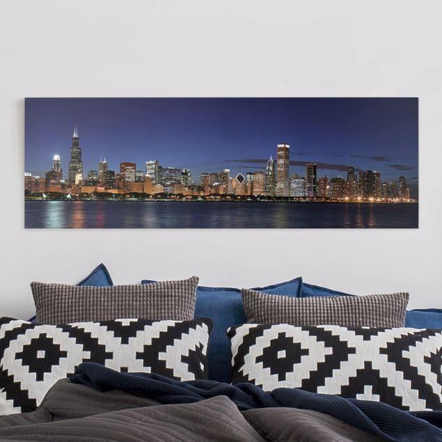 Obrazy na płótnie Ameryka Nocna panorama Chicago