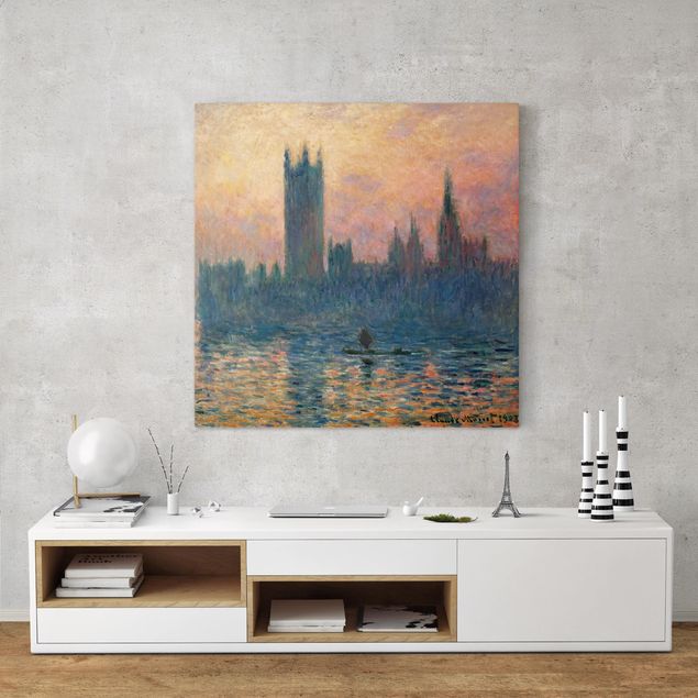 Nowoczesne obrazy do salonu Claude Monet - Zachód słońca w Londynie
