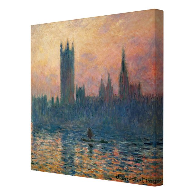 Obrazy na płótnie zachód słońca Claude Monet - Zachód słońca w Londynie