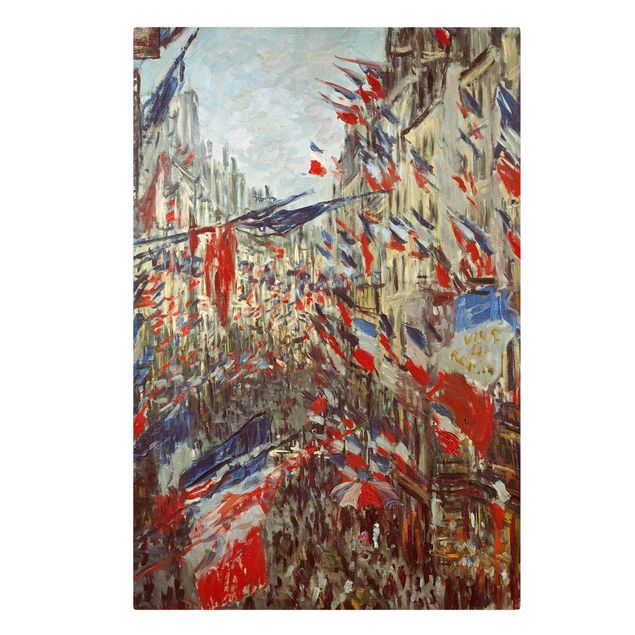 Artystyczne obrazy Claude Monet - Ulica w dekoracji z flagą