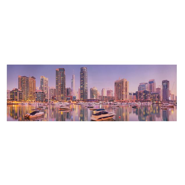 Obrazy do salonu nowoczesne Dubai Skyline and Marina