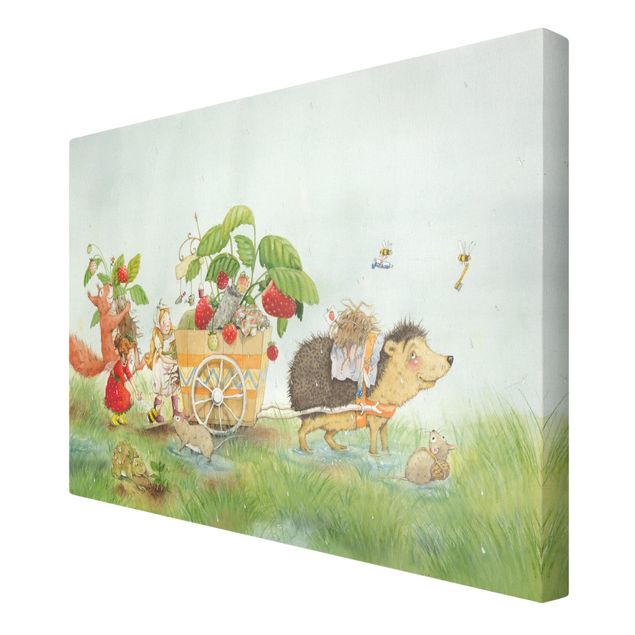 Obrazy drukowane na płótnie Wróżka truskawka - z jeżem