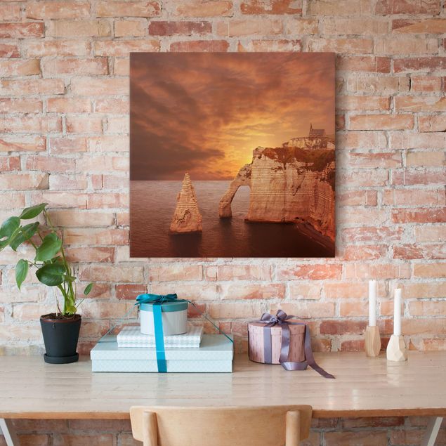 Obrazy do salonu Klify o zachodzie słońca w Etretat