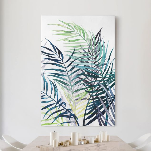 Obrazy do salonu Egzotyczne liście - drzewo palmowe