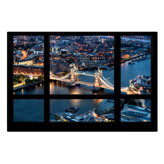 Obrazy na płótnie Londyn Widok z okna na Tower Bridge w nocy