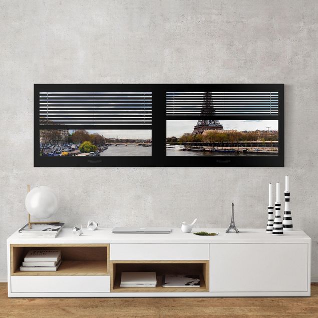 Obrazy do salonu nowoczesne Zasłony widokowe na okno - Sekwana i wieża Eiffla