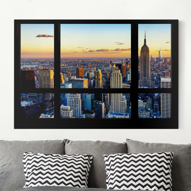 Obrazy na płótnie Ameryka Widok z okna - wschód słońca w Nowym Jorku