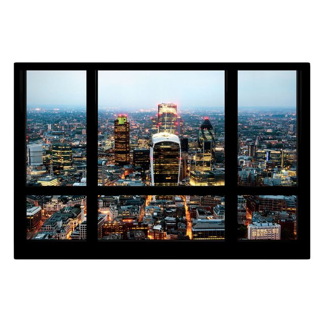 Londyn obraz Widok z okna na podświetloną panoramę Londynu