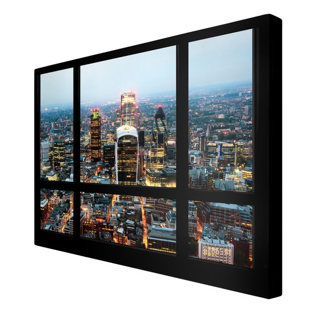 Obrazy na płótnie Londyn Widok z okna na podświetloną panoramę Londynu