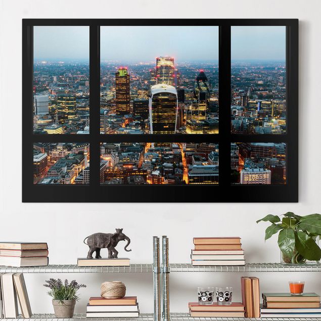 Obrazy na płótnie Ameryka Widok z okna na podświetloną panoramę Londynu