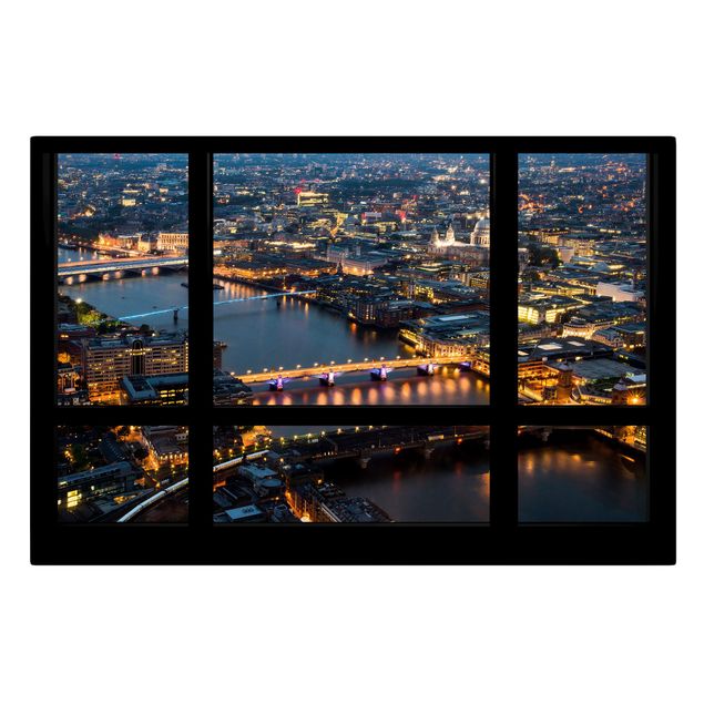 Obrazy na płótnie Londyn Widok z okna na panoramę Londynu z mostami