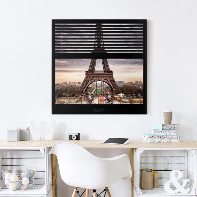Obrazy do salonu Zasłony widokowe na okno - Wieża Eiffla Paryż