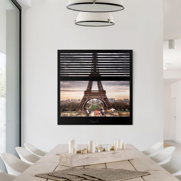 Obrazy nowoczesne Zasłony widokowe na okno - Wieża Eiffla Paryż
