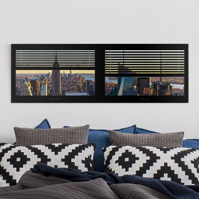 Obrazy na płótnie Ameryka Żaluzje widokowe na okna - Manhattan Evening Mood