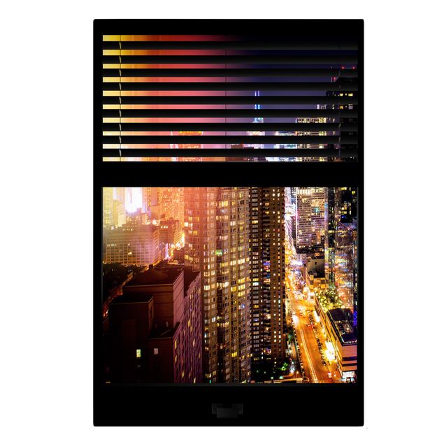 Obrazy Nowy Jork Żaluzje widokowe na okna - Manhattan nocą