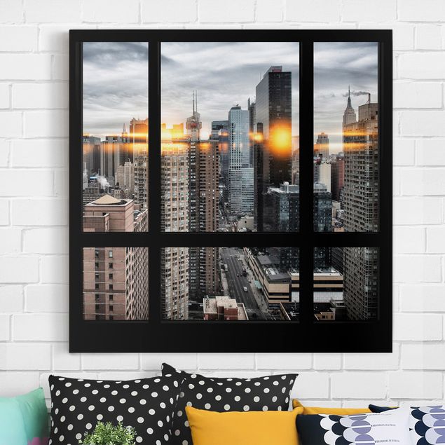 Obrazy na płótnie Ameryka Widok z okna na Nowy Jork z odbiciem słońca
